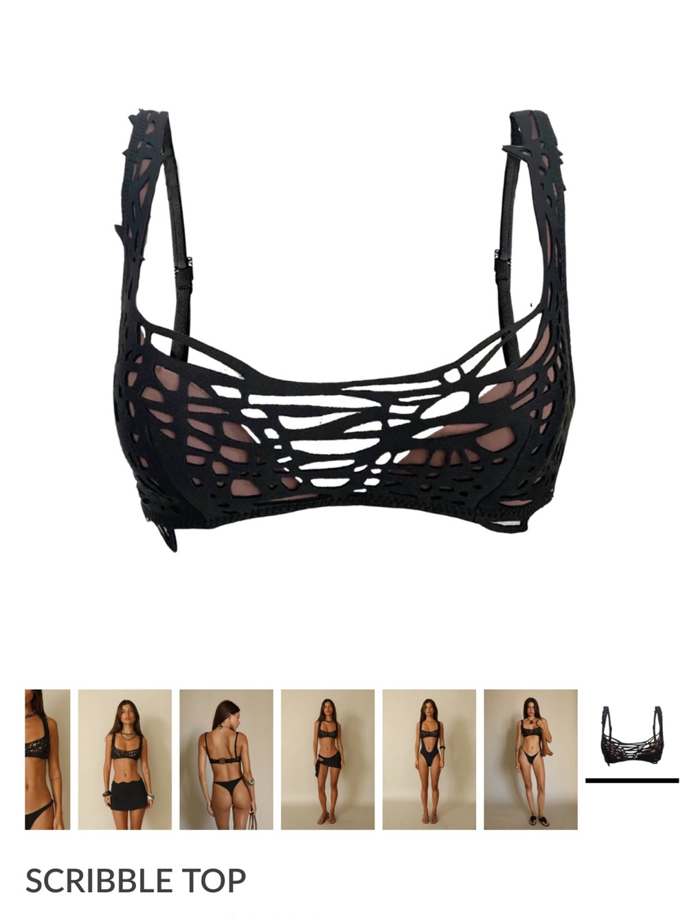 Black Laser-Cut Crochet-Inspired Bikini Set - Picture 4 of 14